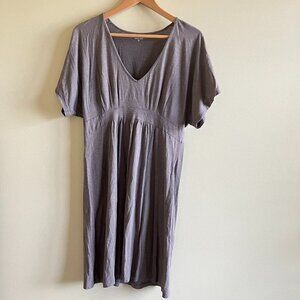 Garnet‎ Hill V Neck Empire Waist Short Sleeve Midi Dress Womens Sz S Cott…